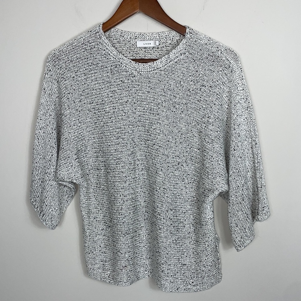 Lush knit stone color poofy soft sweater women size small